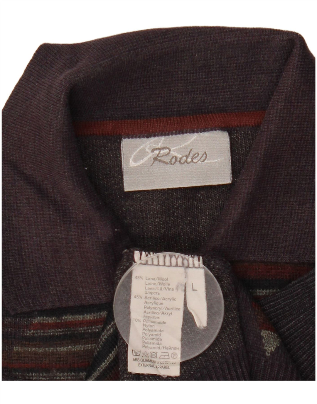 Rodes maglione da uomo con collo alto, grande, blu navy, lana a rombi/diamante