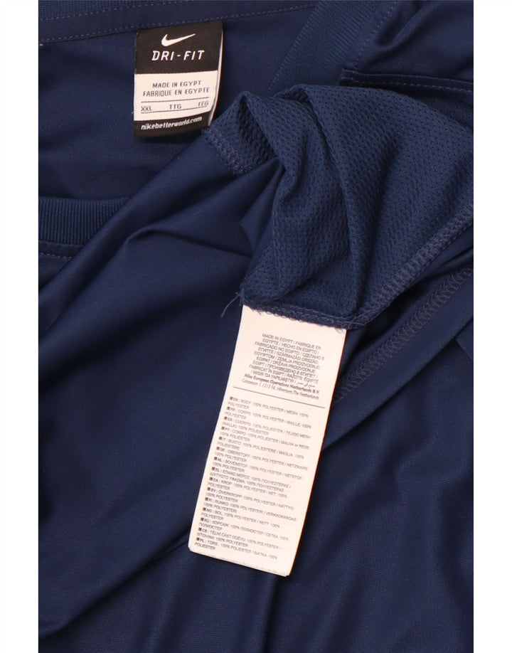 T-shirt grafica da uomo NIKE Dri Fit Top 2XL poliestere blu navy
