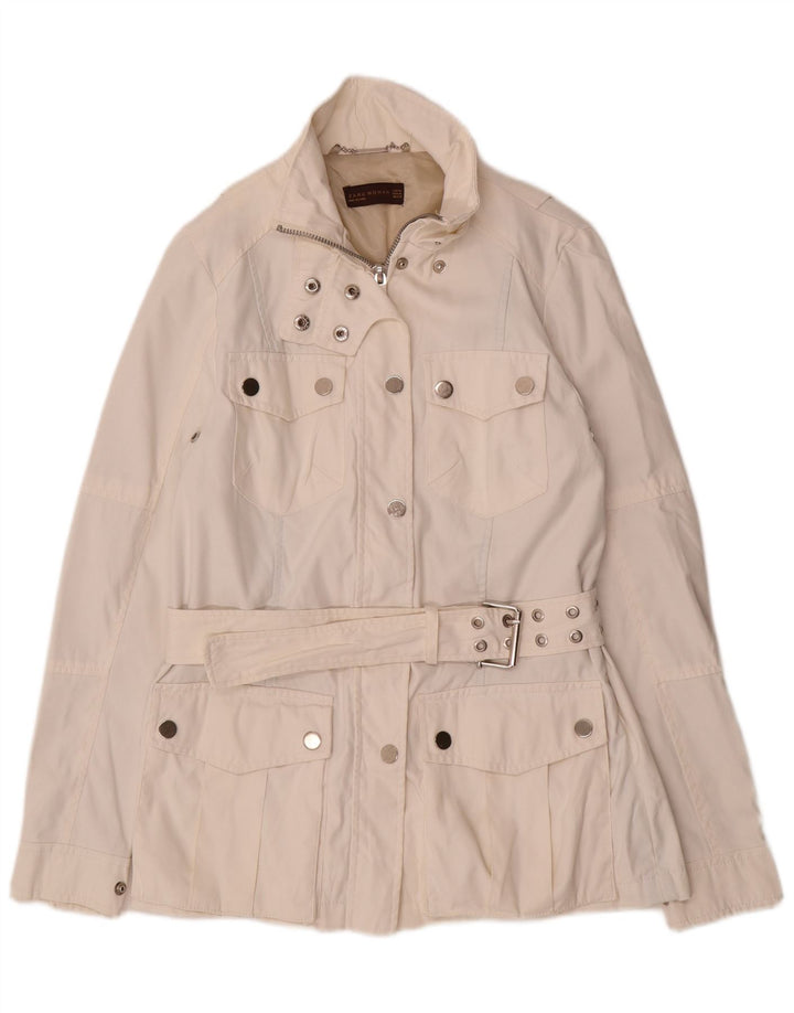 Giacca utility da donna Zara UK 12 nylon bianco sporco medio