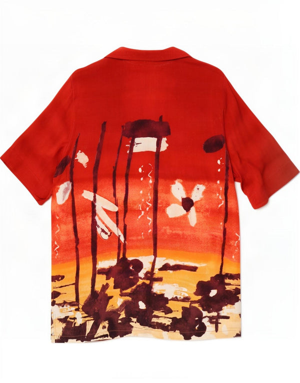 ELENA MIRO Camicia hawaiana a maniche corte lunga da donna UK 26 5XL Rosso floreale