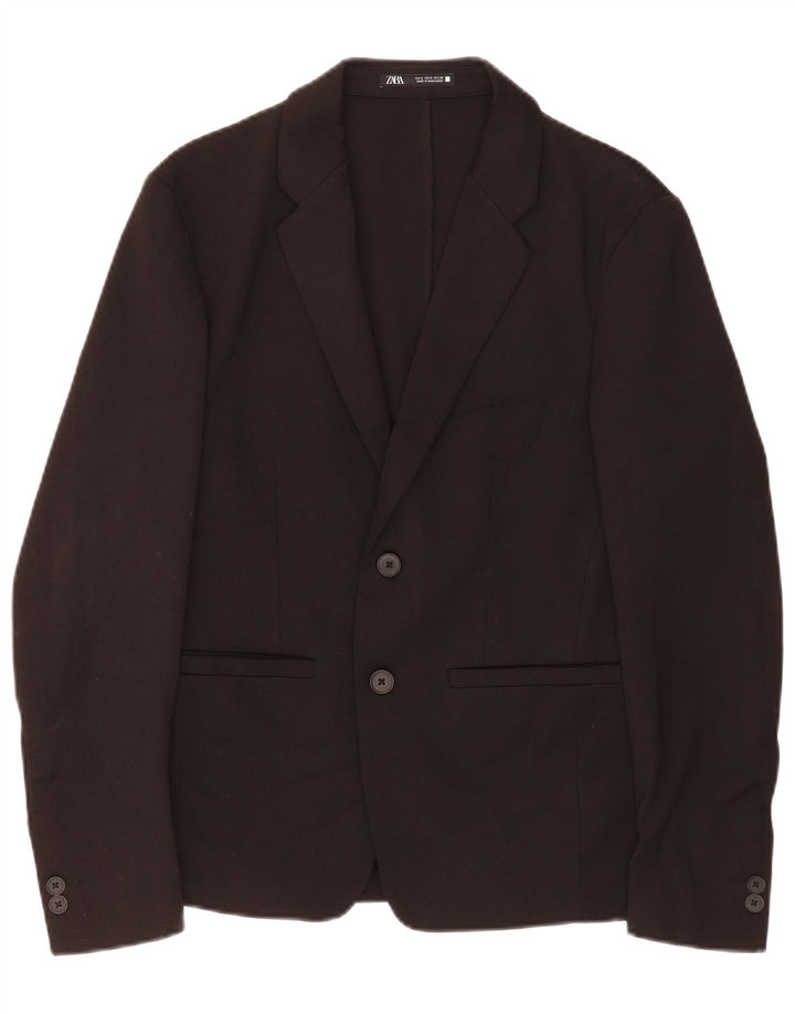 Giacca blazer a 2 bottoni da uomo Zara UK 36 piccola classica in viscosa nera