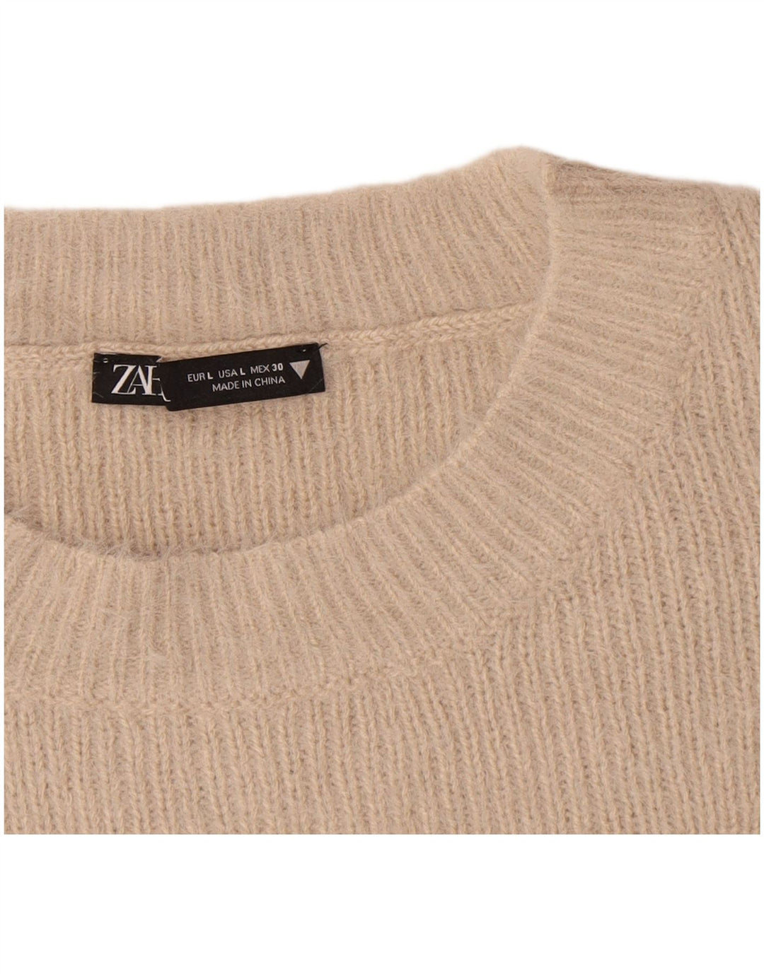 Canotta corta da donna Zara UK 16 grande beige