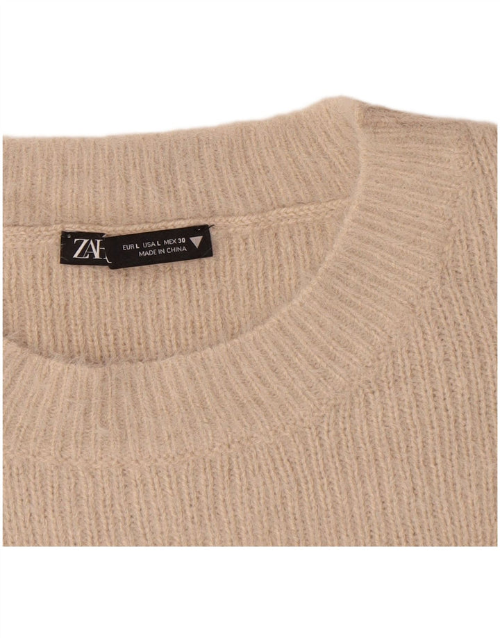 Canotta corta da donna Zara UK 16 grande beige