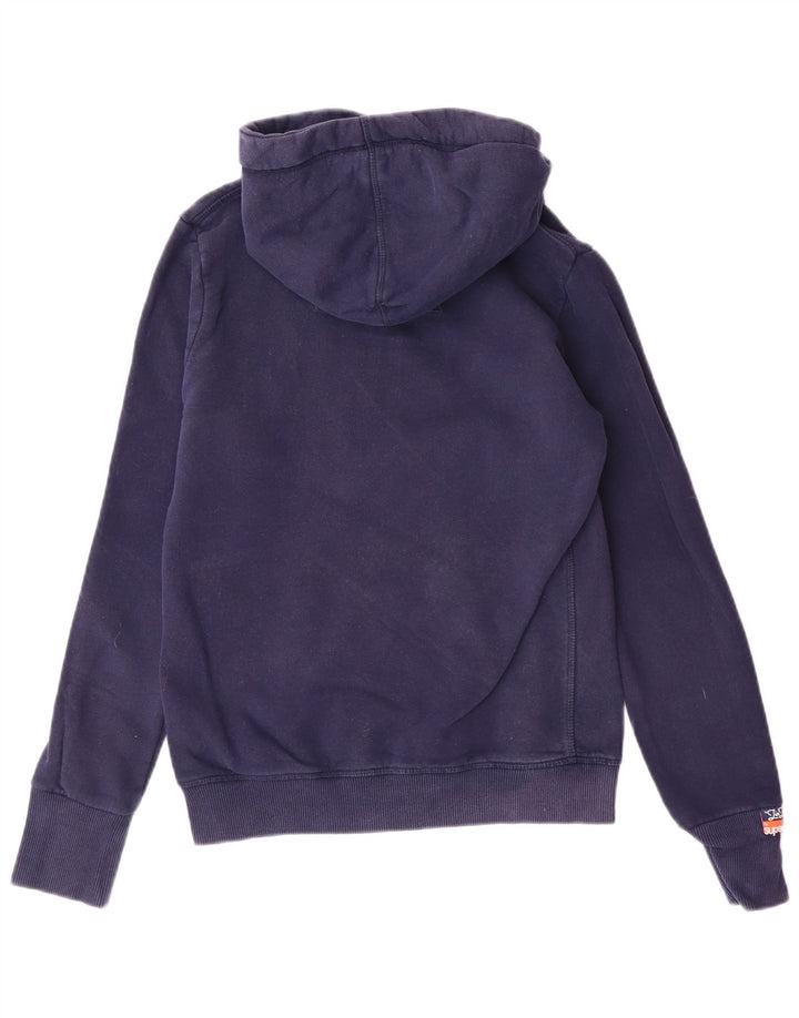 Maglione con cappuccio grafico da donna SUPERDRY UK 10 piccolo cotone blu navy