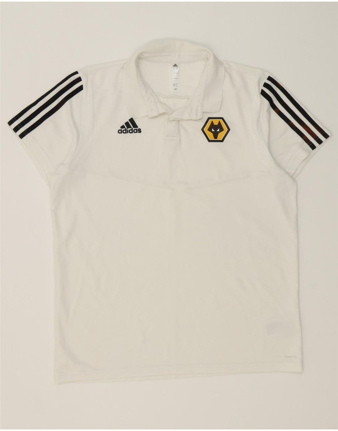 Polo Adidas da uomo Wolverhampton Wanderers grande in cotone a righe bianche
