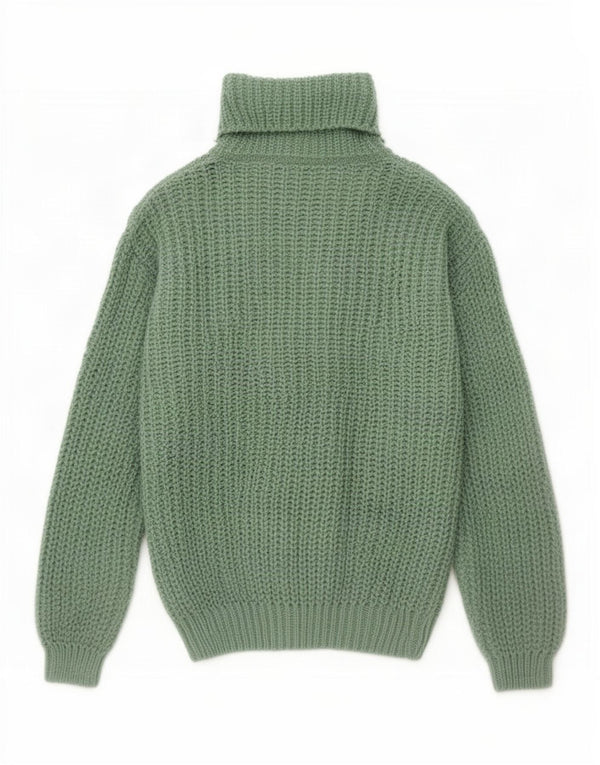 Maglione maglione vintage da donna con collo alto UK 14 verde medio
