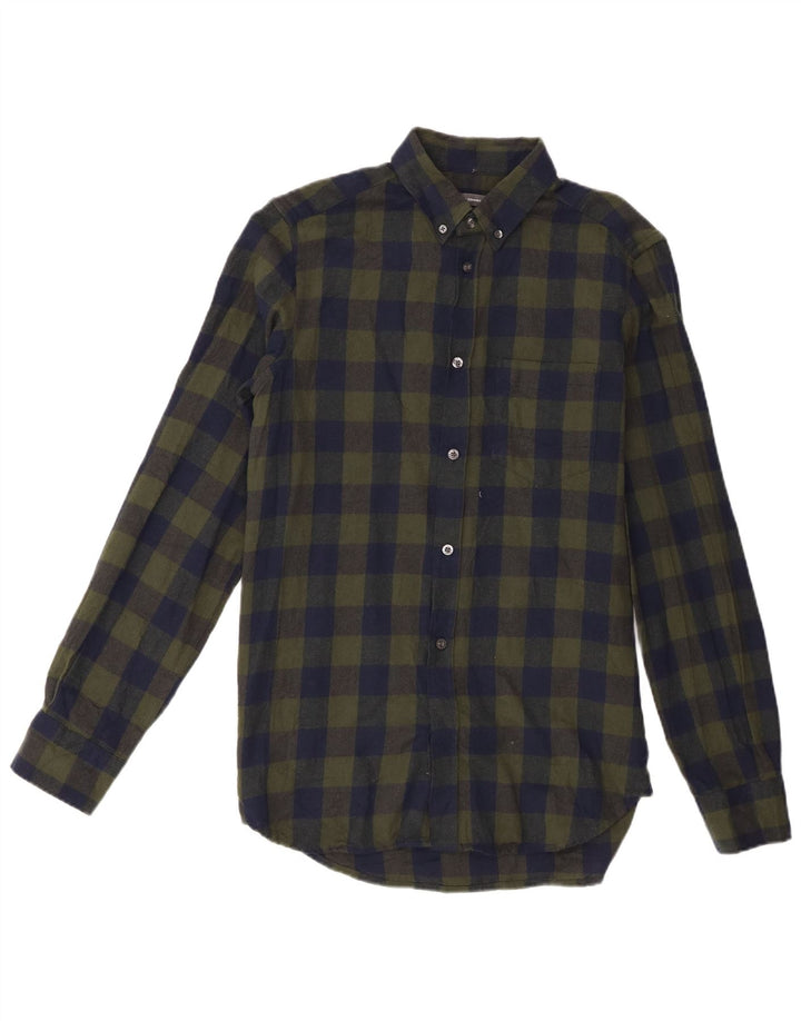Camicia da uomo in flanella French Connection piccolo cotone a quadri verdi