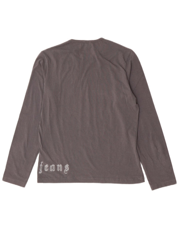 Top grafico da donna Calvin Klein manica lunga UK 18 XL cotone grigio