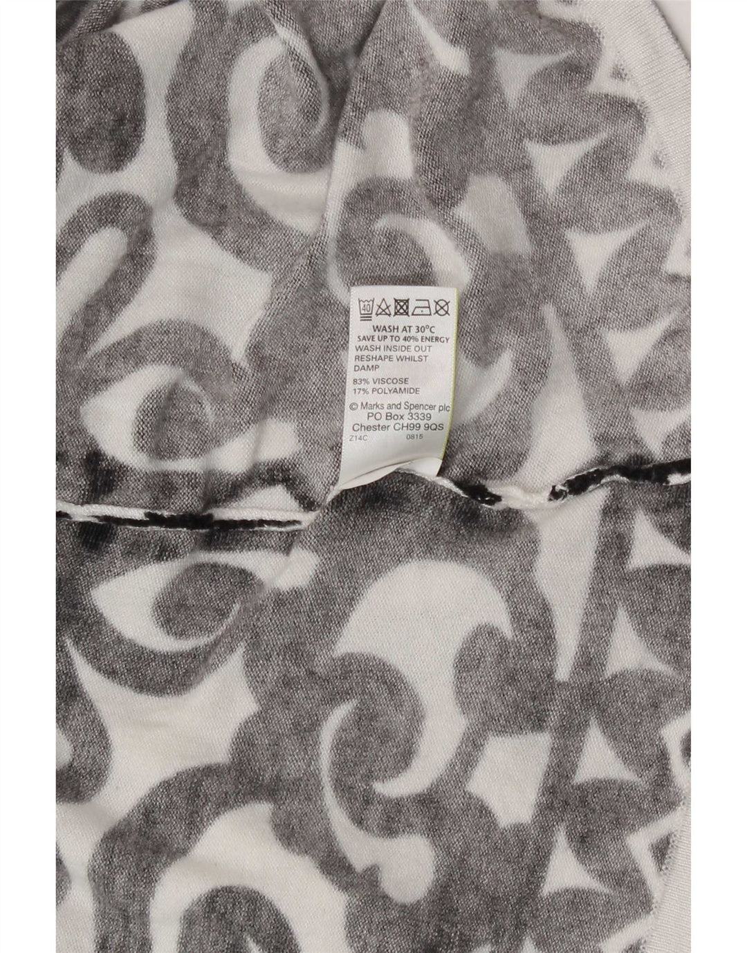 Marks & Spencer Top da donna a maniche lunghe UK 16 Large White Paisley Viscose