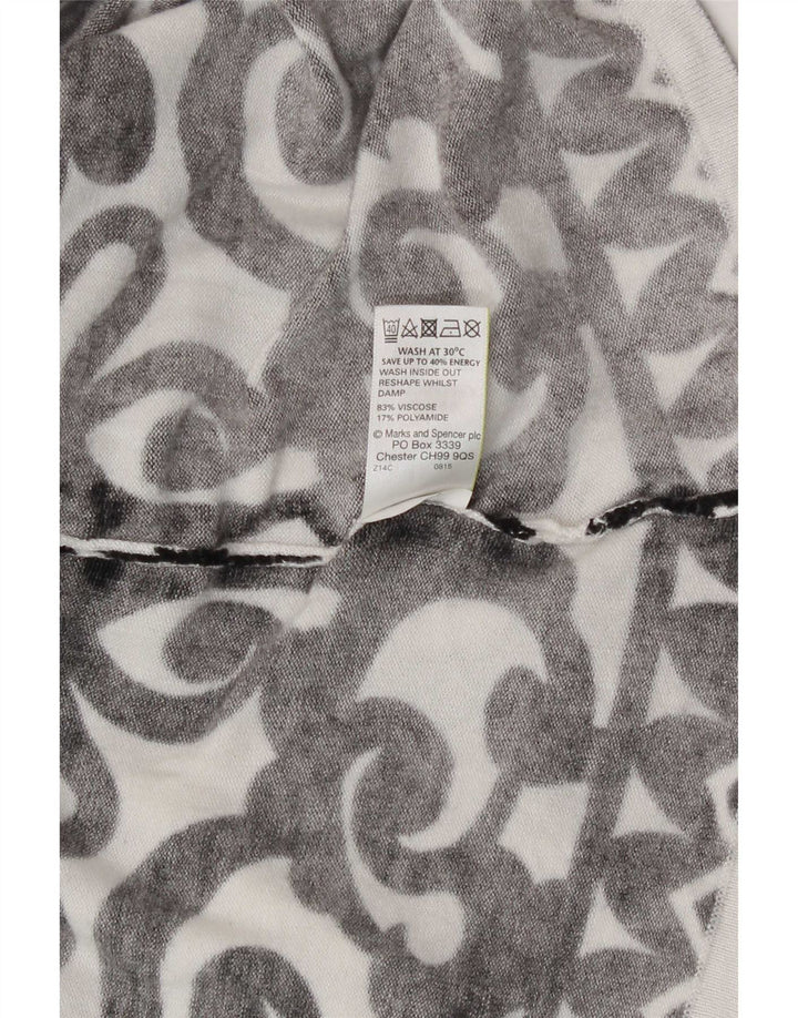 Marks & Spencer Top da donna a maniche lunghe UK 16 Large White Paisley Viscose