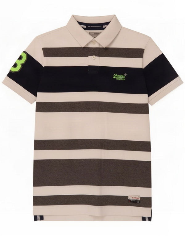 Superdry Polo da uomo con grafica media cotone a righe multicolore