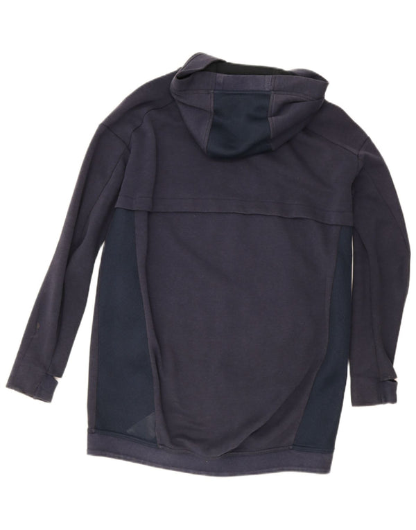 Felpa con cappuccio e zip lunga Nike da donna UK 10 Small Blu Navy Colourblock