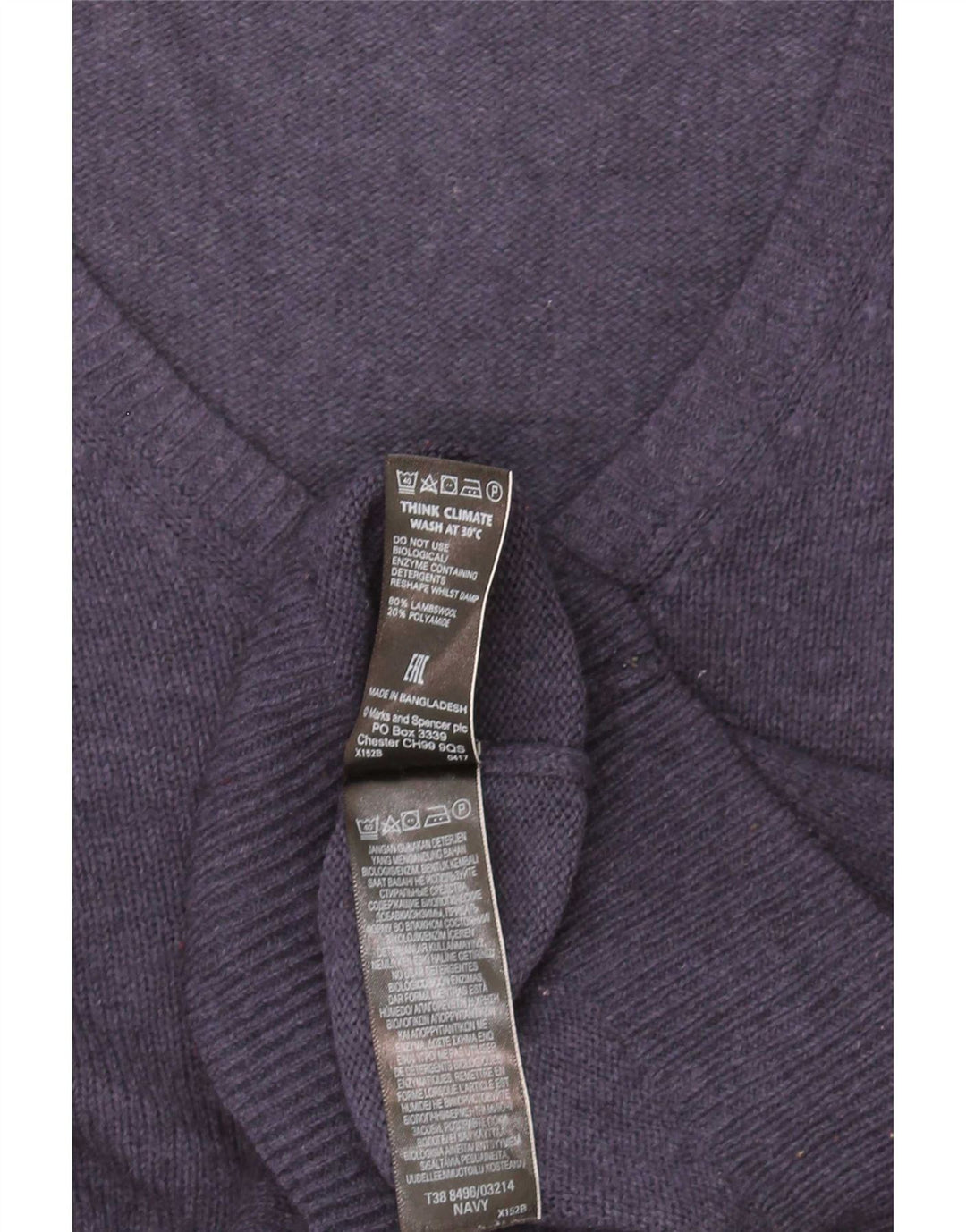 Maglione maglione con scollo a V da donna Marks & Spencer UK 10 piccolo blu navy