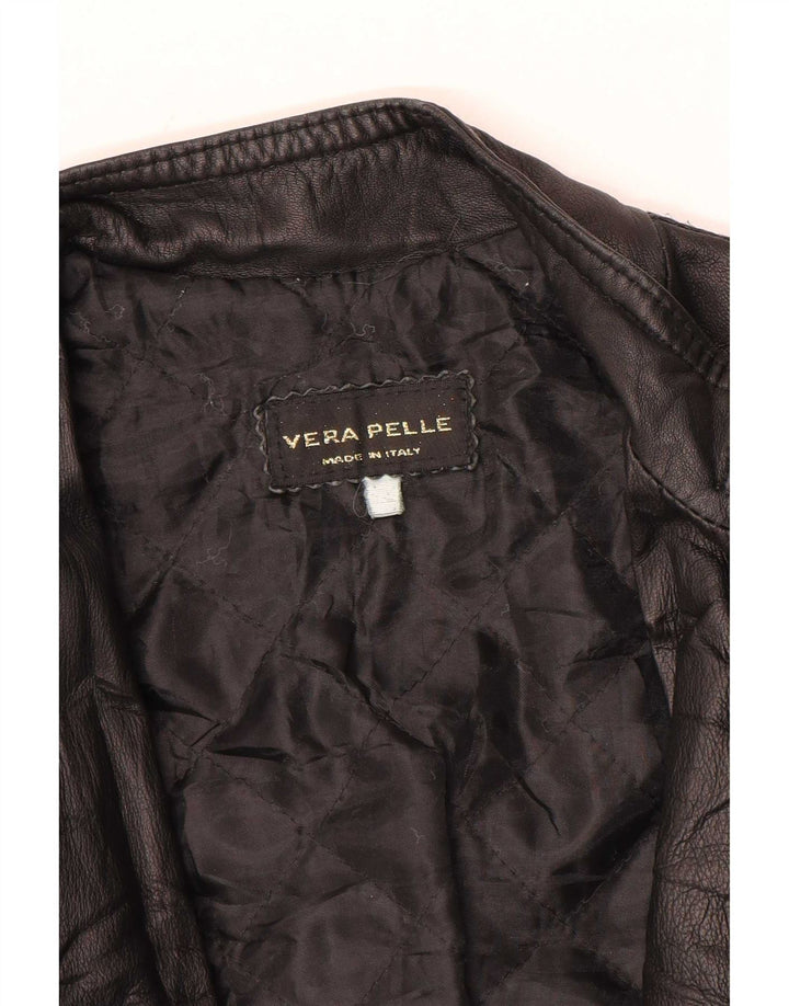 Giacca in pelle vintage da donna UK 12 media nera