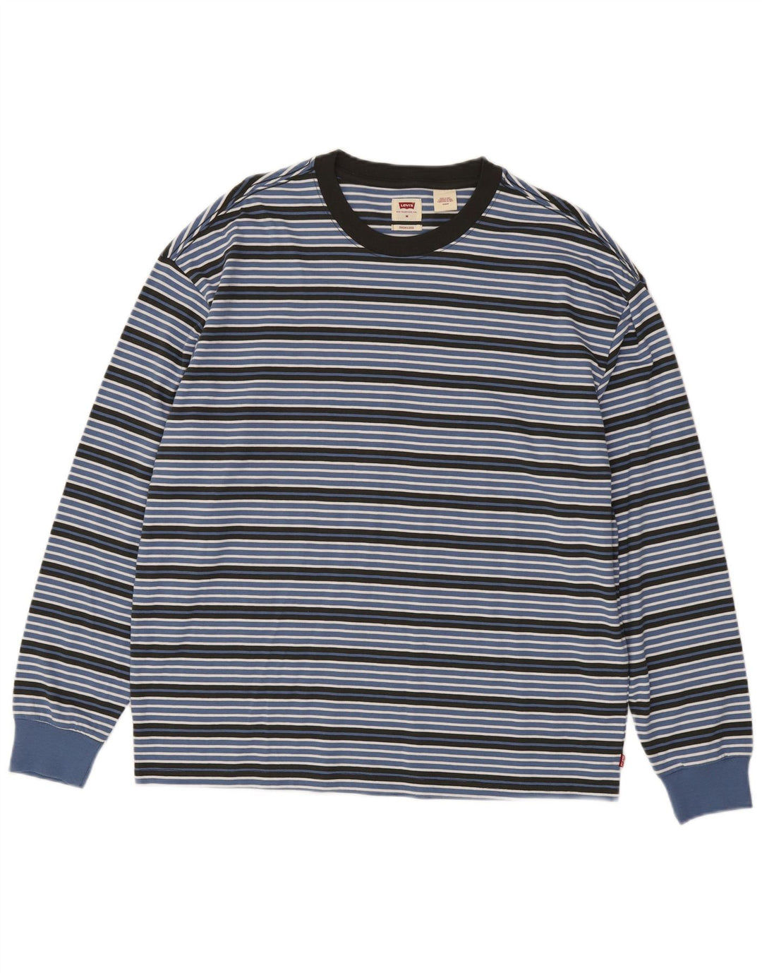 Levi's Uomo Top oversize a maniche lunghe in cotone a righe blu medio