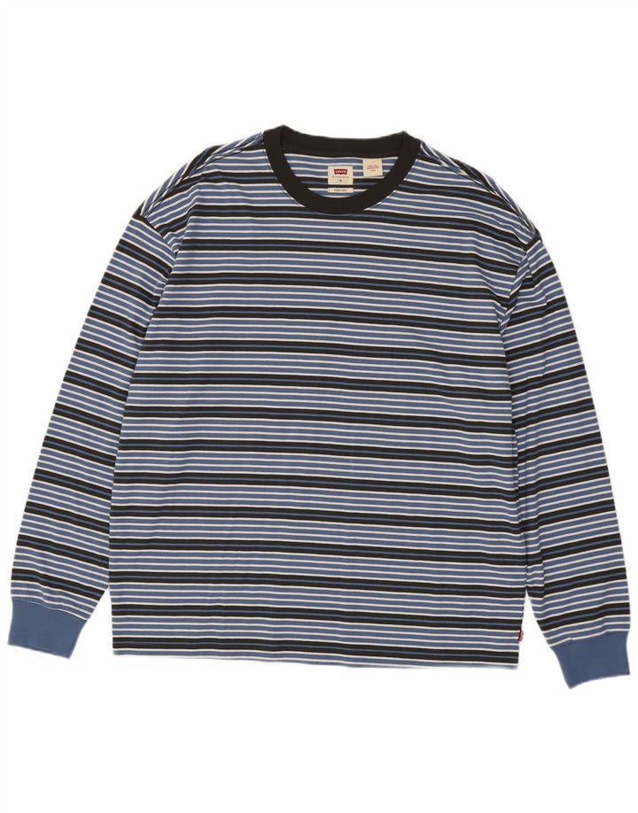 Levi's Uomo Top oversize a maniche lunghe in cotone a righe blu medio