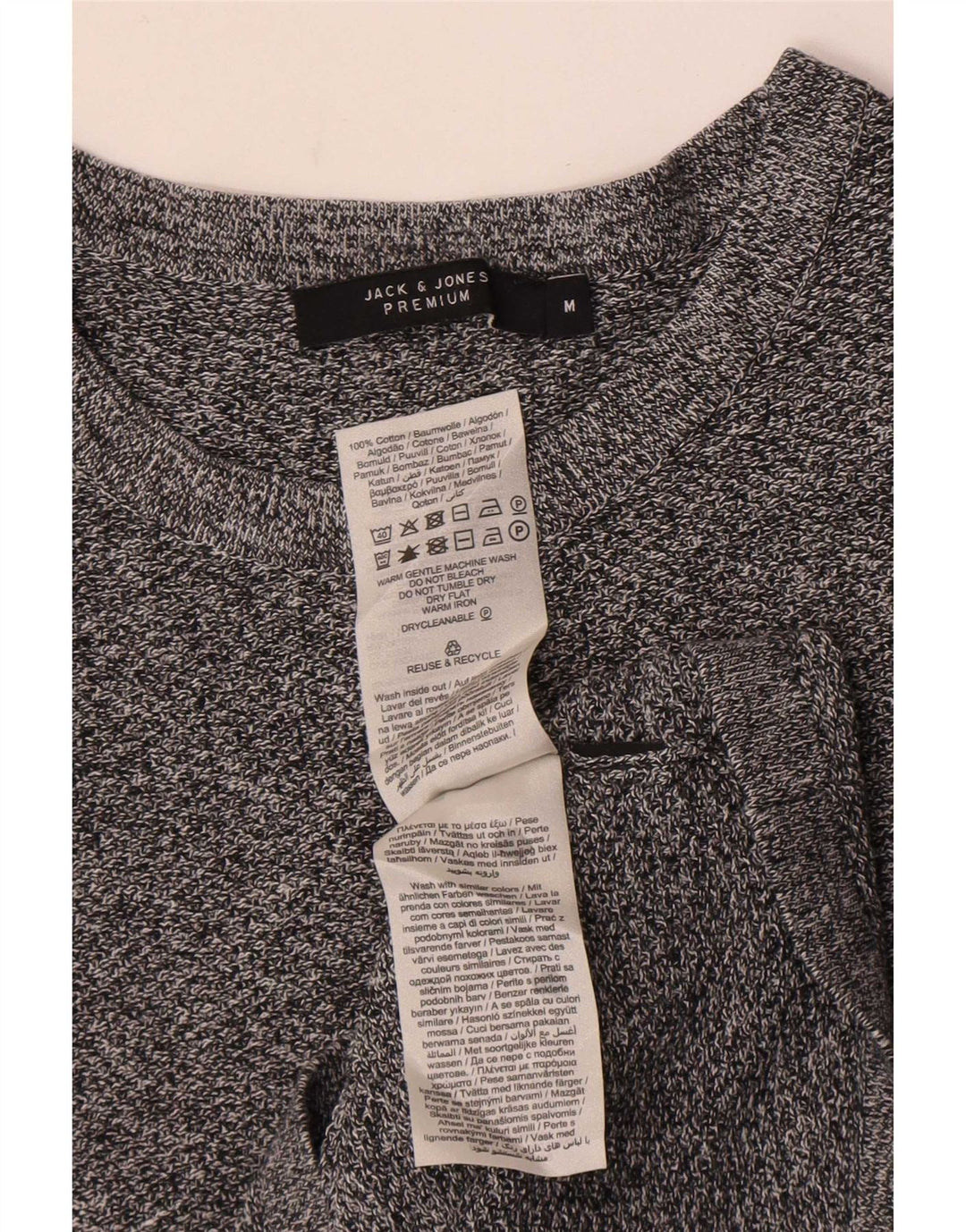 Jack & Jones Top da uomo a maniche lunghe in cotone screziato grigio medio