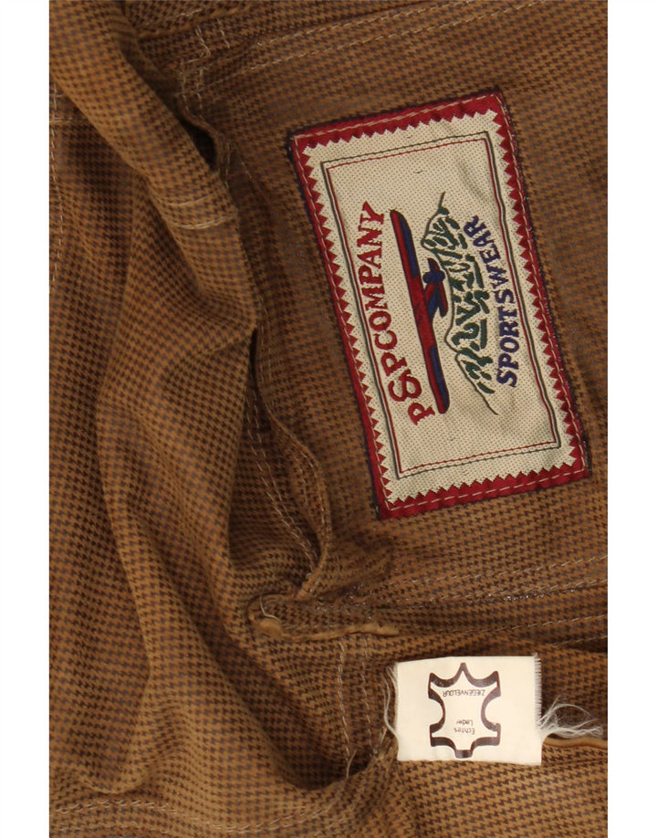 Giacca blazer da uomo in pelle scamosciata a 2 bottoni VINTAGE UK 42 XL in pelle marrone