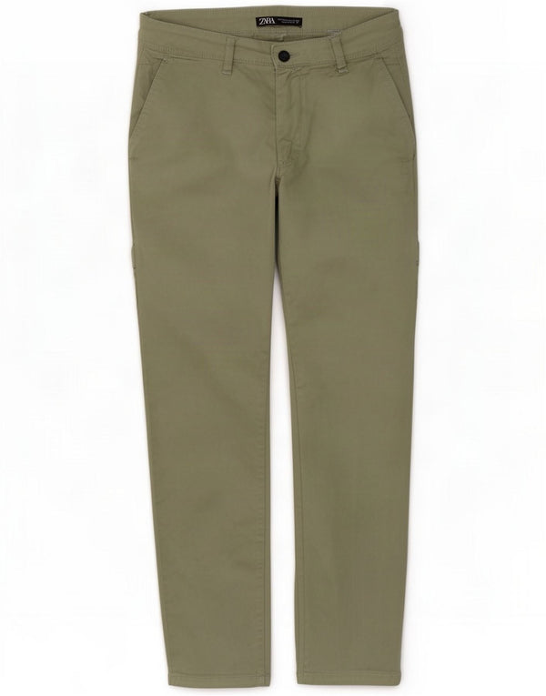 Pantaloni chino slim da uomo Zara EU 42 Large W32 L29 cotone verde