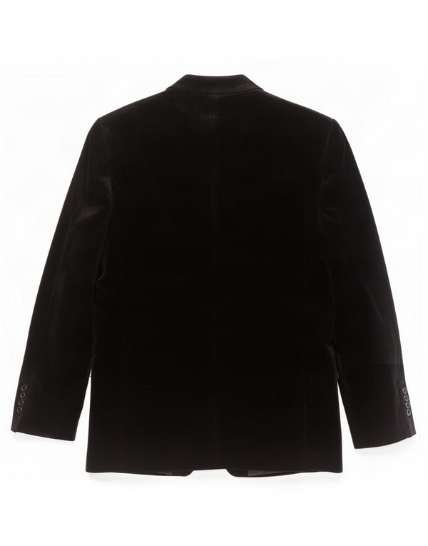 Zara Mens 2 Button Velour Blazer Jacket EU 50 Medium Black Cotton