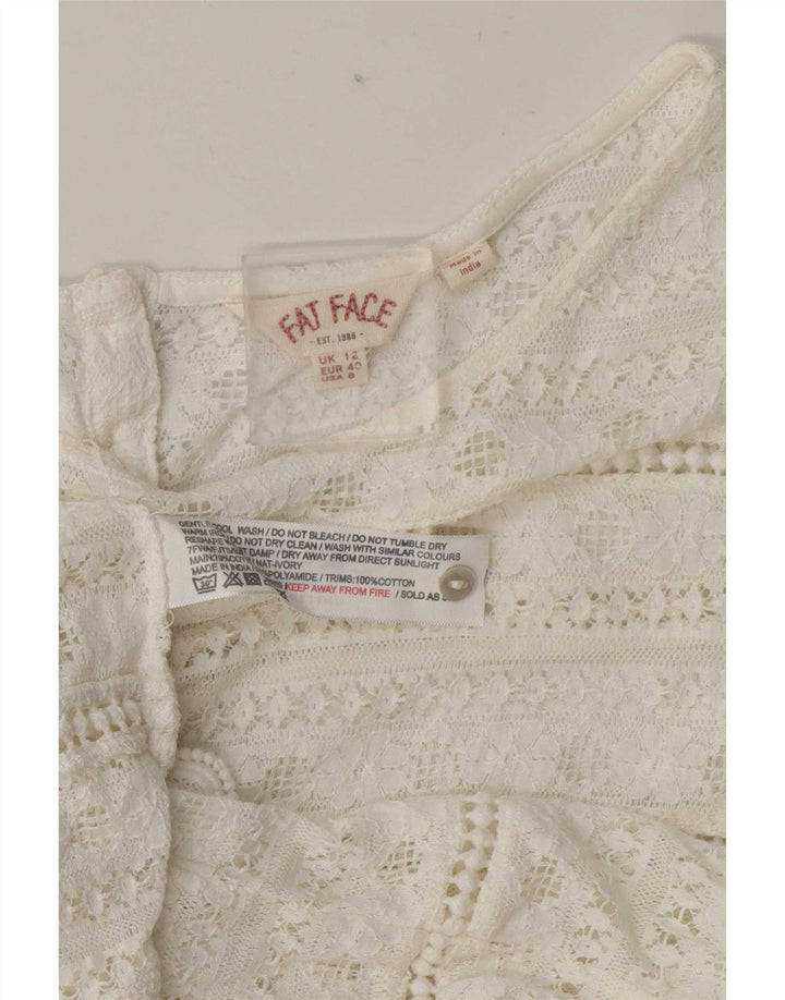 Camicetta trasparente da donna Fat Face, taglia UK 12, cotone bianco medio