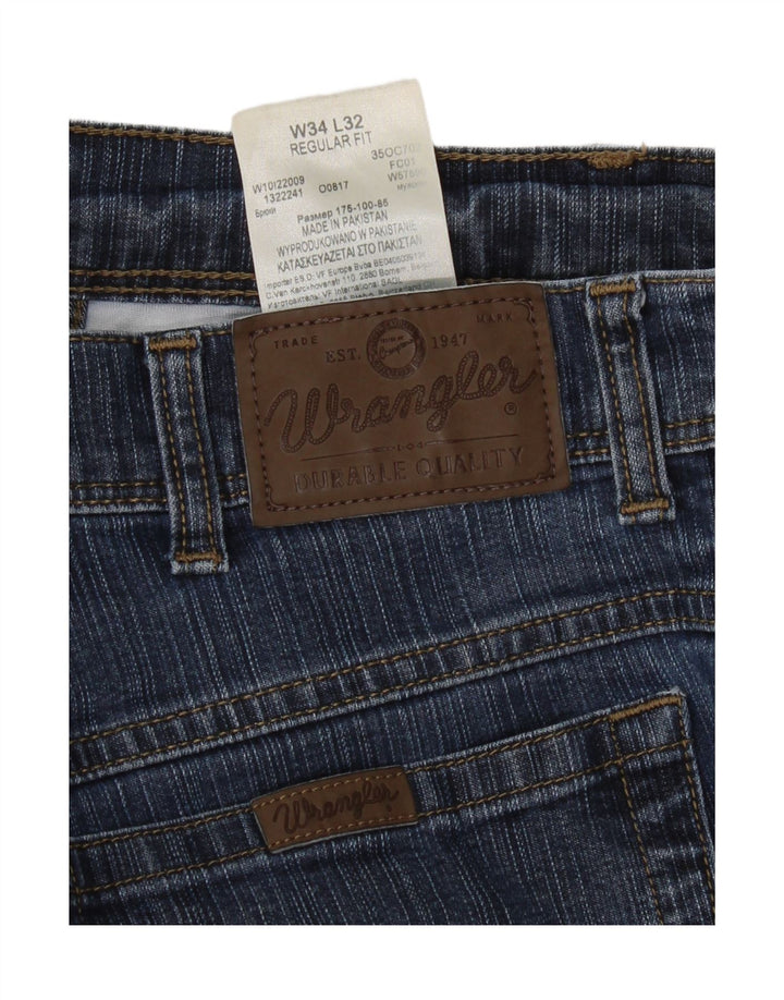 WRANGLER Mens Regular Fit Straight Jeans W34 L32 Blue Cotton Vintage Wrangler and Second-Hand Wrangler from Messina Hembry 