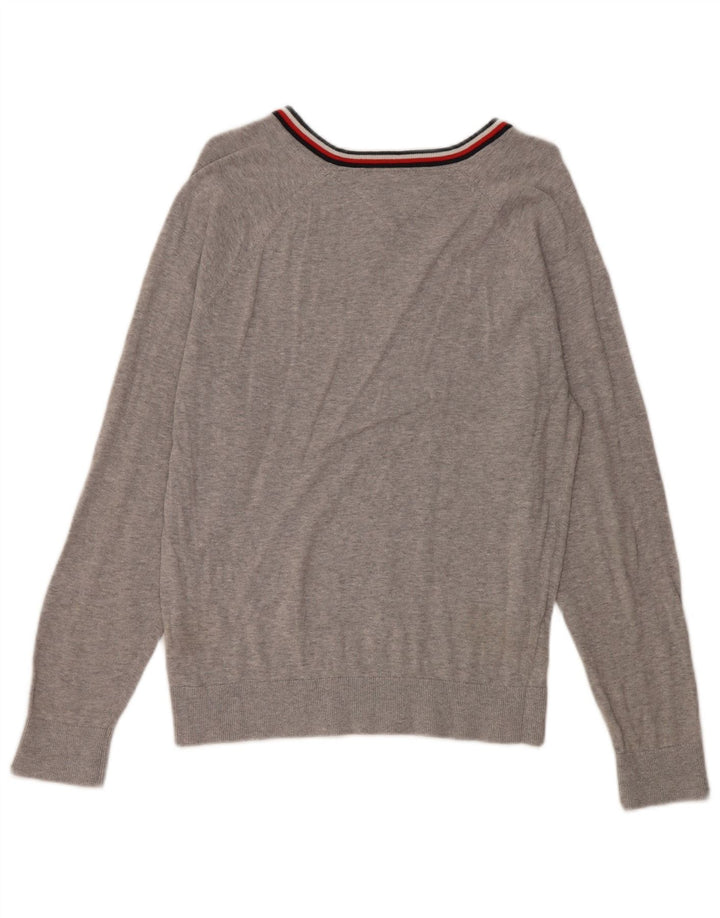 TOMMY HILFIGER Maglione da uomo con scollo a V piccolo cotone screziato grigio