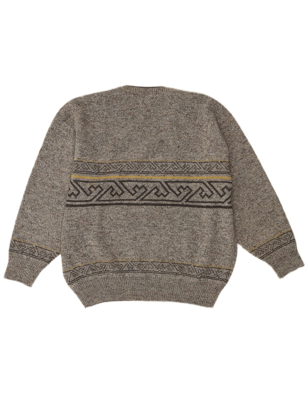 Maglione da uomo con scollo a V VINTAGE IT 52 Lana geometrica grigia grande