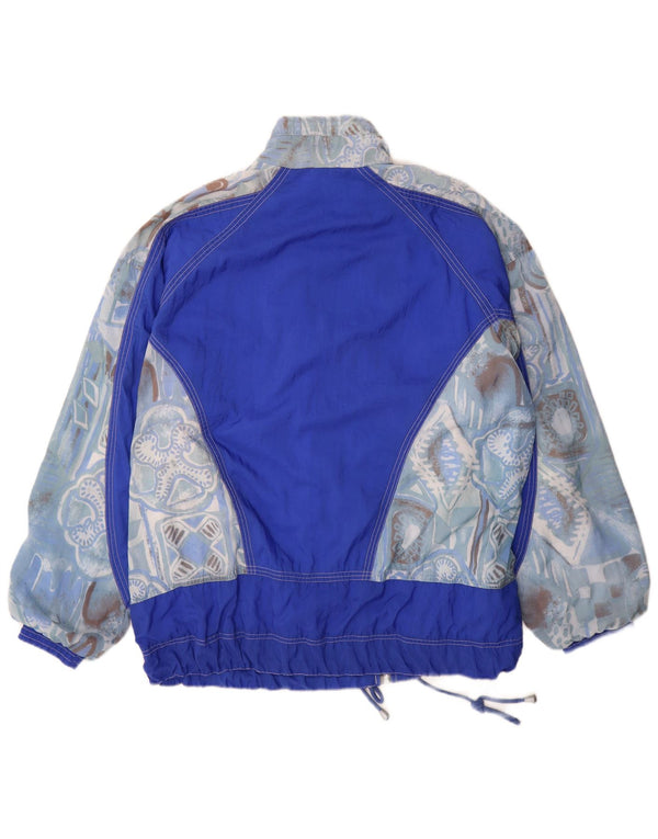 Vintage Mens Tracksuit Top Jacket UK 42 XL Blue Geometric Nylon