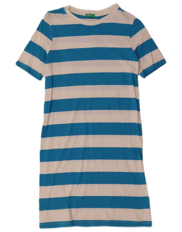 Abito T-shirt da donna Benetton UK 6 XS cotone a righe blu