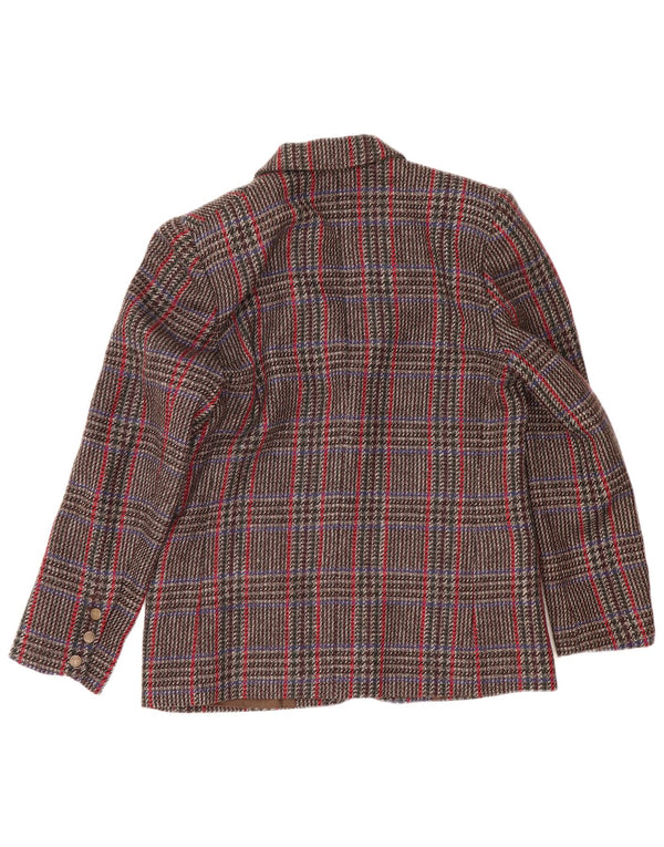 Giacca blazer vintage da donna a 2 bottoni IT 44 in lana pied de poule marrone medio