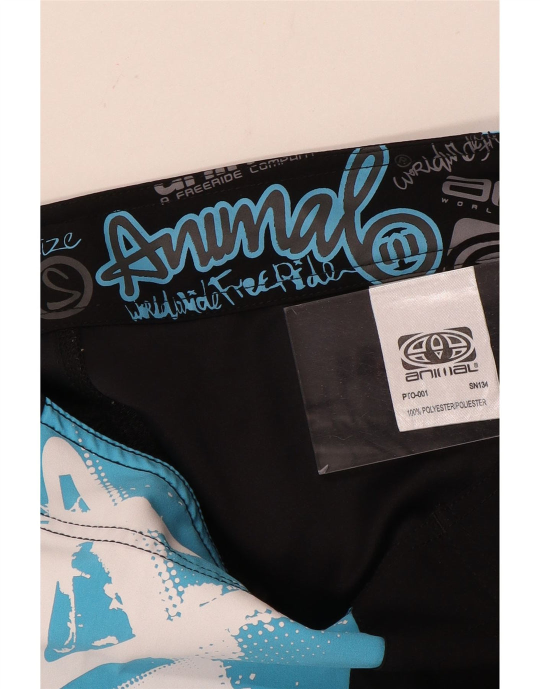 Pantaloncini da bagno con grafica da uomo con animali, piccoli, in poliestere color block nero