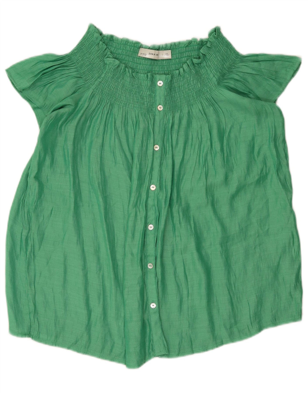 Top Zara da donna con spalle scoperte, camicetta UK 14 verde medio