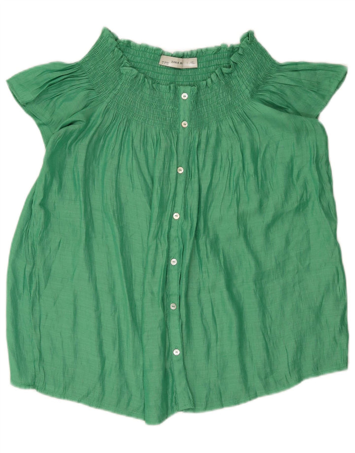 Top Zara da donna con spalle scoperte, camicetta UK 14 verde medio
