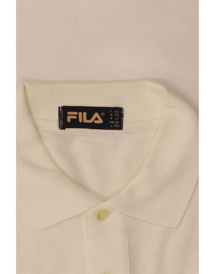 Polo alta da uomo Fila Large in cotone bianco