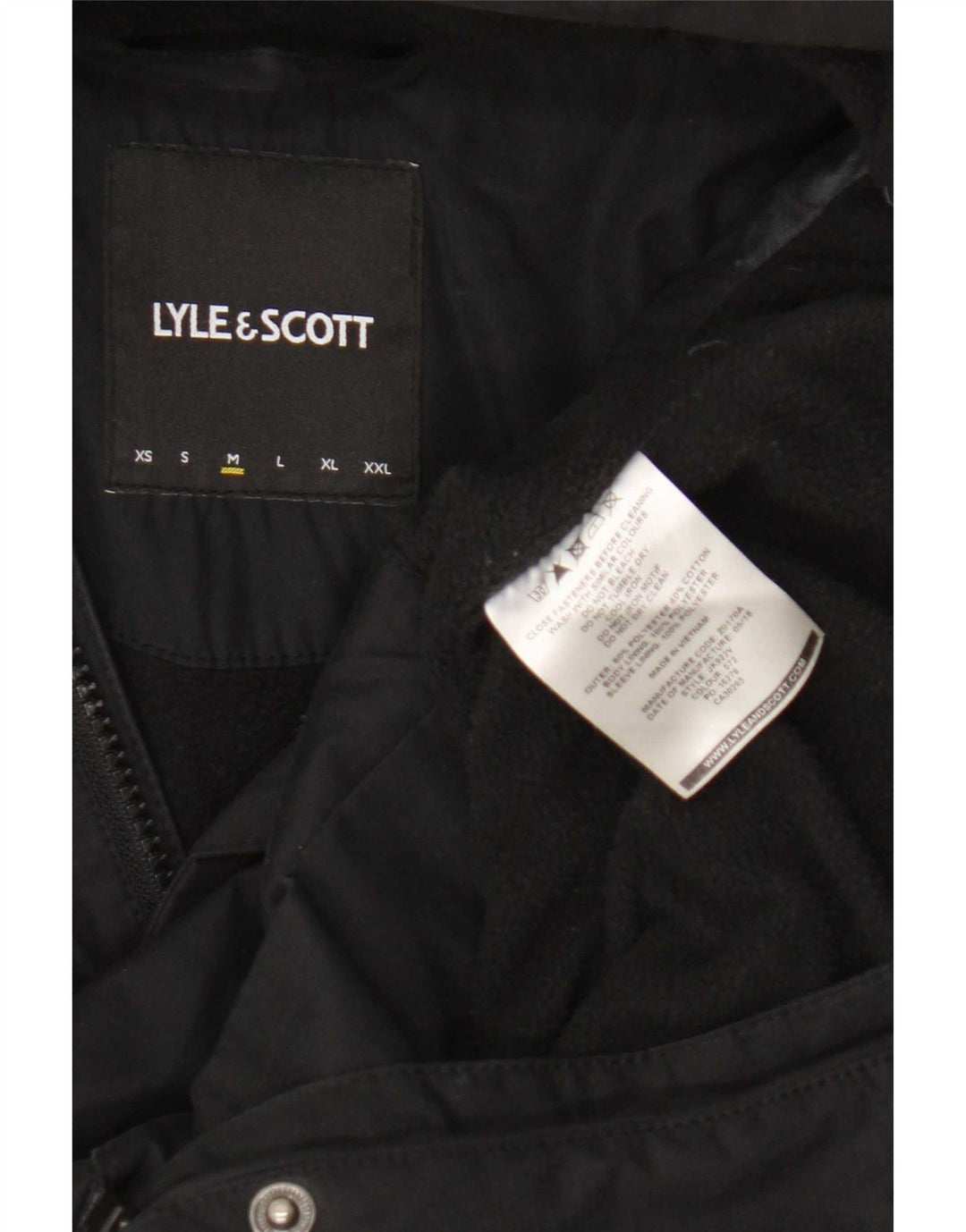 Giacca a vento con cappuccio da uomo Lyle & Scott UK 38 poliestere nero medio