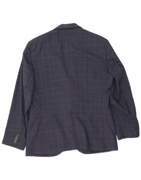 Giacca blazer da uomo a 2 bottoni Massimo Dutti EU 40 lana media a quadri blu navy