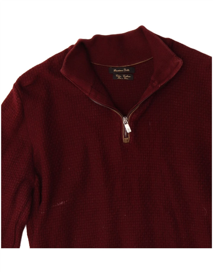 MASSIMO DUTTI Maglione da uomo con zip e collo piccolo in cotone bordeaux
