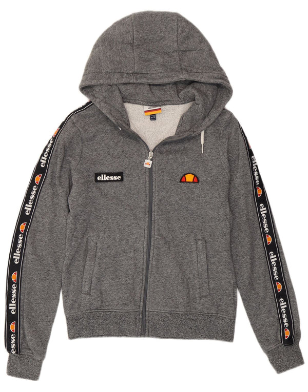 Felpa con cappuccio e zip grafica da donna Ellesse UK 6 XS cotone chiazzato grigio