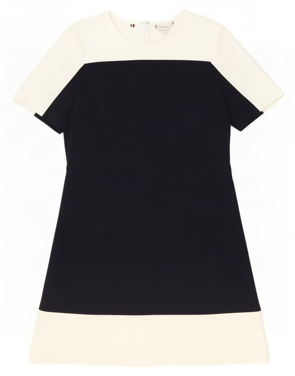 Tommy Hilfiger Womens A-Line Dress UK 14 Large Black Colourblock Polyester
