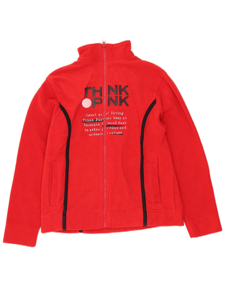 Giacca in pile grafica Think Pink per ragazze 11-12 anni in poliestere rosso