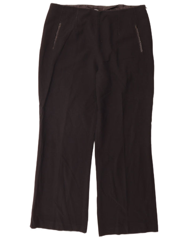 Pantaloni casual a gamba larga da donna Marks & Spencer UK 16 Large W34 L31 Neri