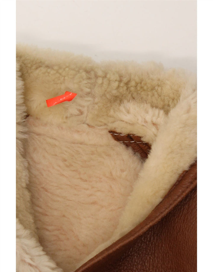 Giacca in shearling vintage da uomo IT 52 XL Shearling marrone