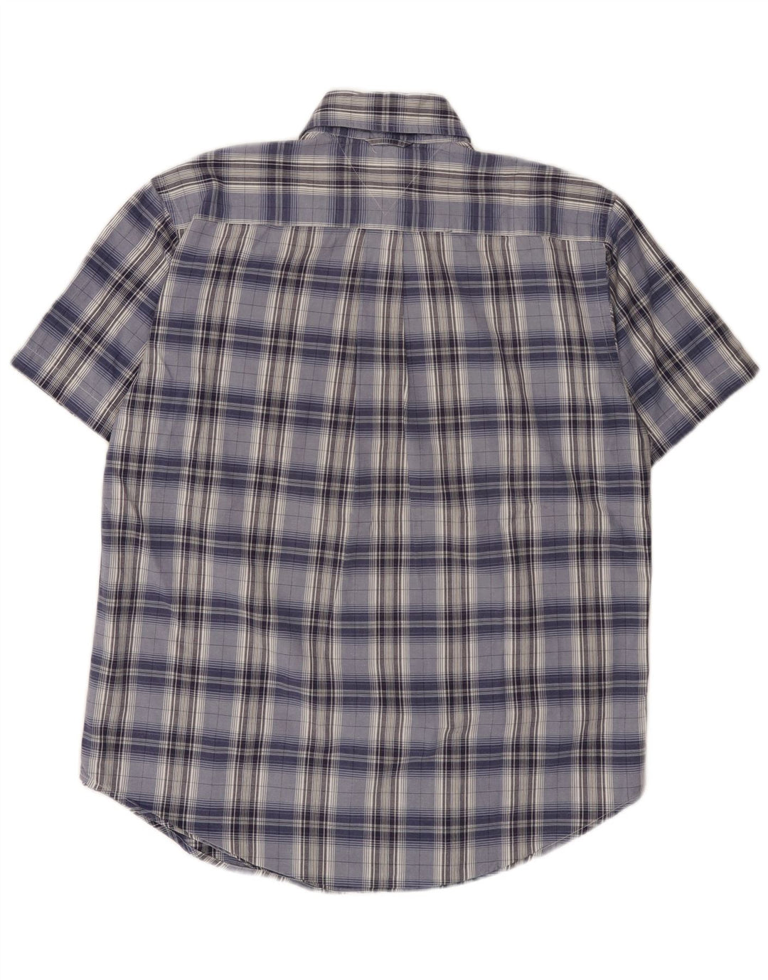 Camicia a maniche corte da uomo Tommy Hilfiger in cotone a quadri blu medio