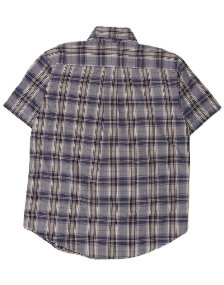 Camicia a maniche corte da uomo Tommy Hilfiger in cotone a quadri blu medio