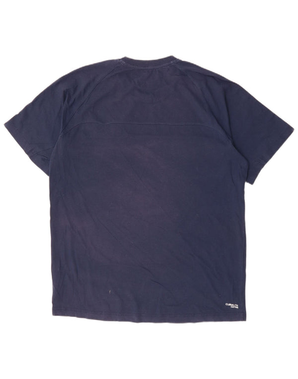 T-shirt grafica Adidas Climalite da uomo Top XL poliestere blu navy