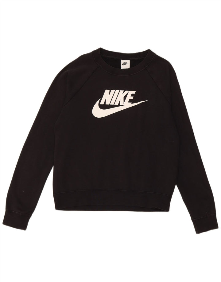 Felpa oversize con grafica Nike da donna, maglione UK 12, piccola, cotone nero