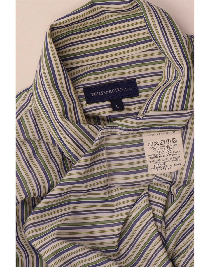 Camicia Uomo Trussardi Jeans Riga Grande in Cotone Multicolor