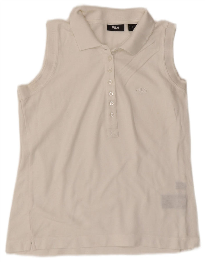 Polo senza maniche da donna Fila UK 14 cotone bianco medio