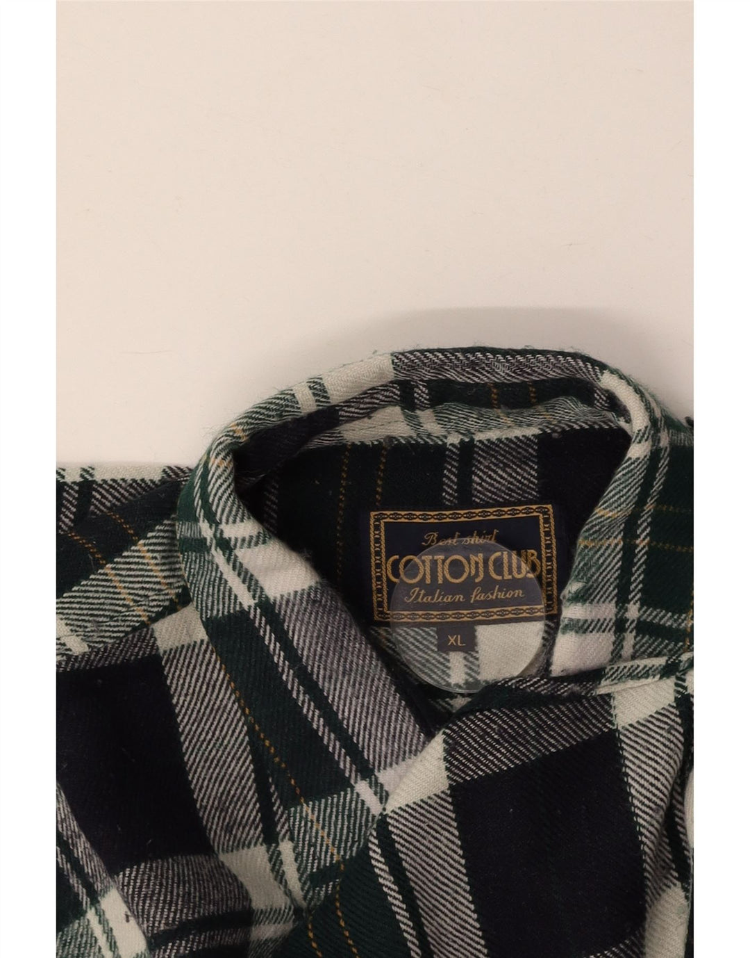 COTTON CLUB Mens Flannel Shirt XL Green Check
